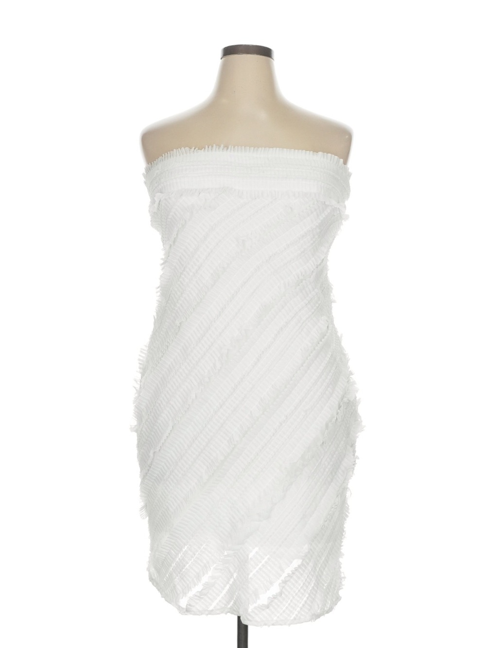 Anthropologie Endless Rose White Strapless Textured Sheath Dress